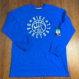 New Retro Nike Boys Basketball Long Sleeve Shirt XL Blue Game